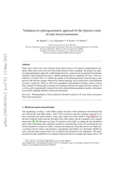 Validation of a photogrammetric approach for the objective study of
  ancient bowed instruments