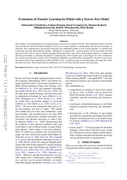 Evaluation of Transfer Learning for Polish with a Text-to-Text Model