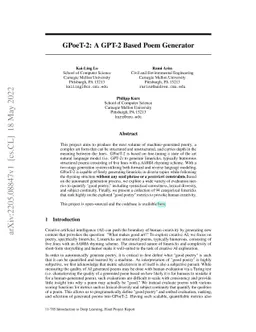 GPoeT-2: A GPT-2 Based Poem Generator