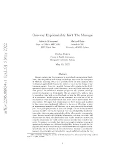 One-way Explainability Isn't The Message