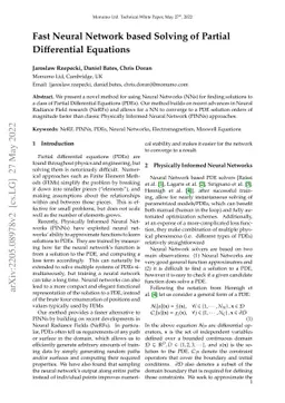 Fast Neural Network based Solving of Partial Differential Equations