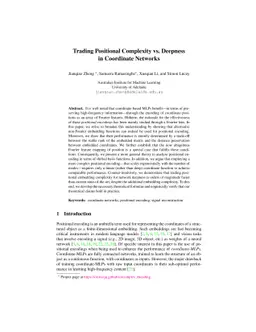 Trading Positional Complexity vs. Deepness in Coordinate Networks