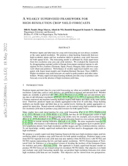 A weakly supervised framework for high-resolution crop yield forecasts