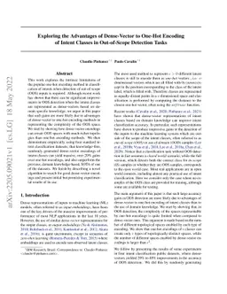 Exploring the Advantages of Dense-Vector to One-Hot Encoding of Intent
  Classes in Out-of-Scope Detection Tasks