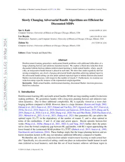 Slowly Changing Adversarial Bandit Algorithms are Efficient for
  Discounted MDPs