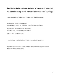 Predicting failure characteristics of structural materials via deep
  learning based on nondestructive void topology