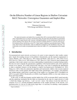 On the Effective Number of Linear Regions in Shallow Univariate ReLU
  Networks: Convergence Guarantees and Implicit Bias
