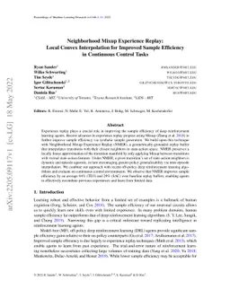 Neighborhood Mixup Experience Replay: Local Convex Interpolation for
  Improved Sample Efficiency in Continuous Control Tasks