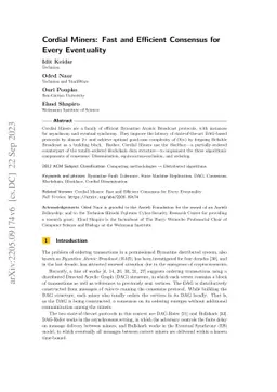 Cordial Miners: Fast and Efficient Consensus for Every Eventuality