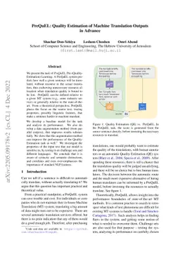 PreQuEL: Quality Estimation of Machine Translation Outputs in Advance