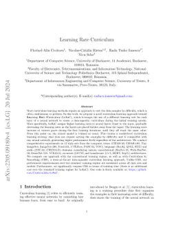 Learning Rate Curriculum