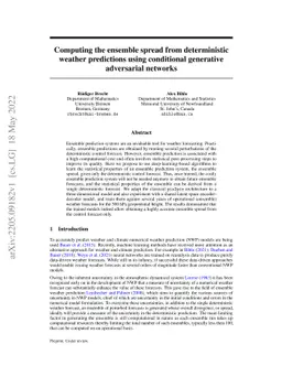 Computing the ensemble spread from deterministic weather predictions
  using conditional generative adversarial networks