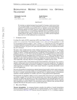 Riemannian Metric Learning via Optimal Transport