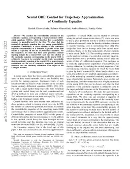 Neural ODE Control for Trajectory Approximation of Continuity Equation