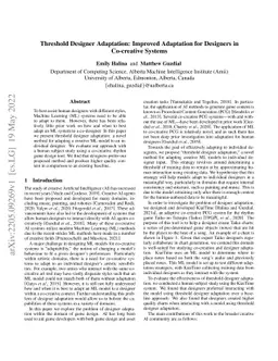 Threshold Designer Adaptation: Improved Adaptation for Designers in
  Co-creative Systems