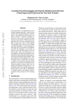 Learning from Bootstrapping and Stepwise Reinforcement Reward: A
  Semi-Supervised Framework for Text Style Transfer