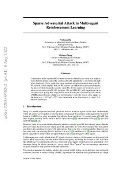 Sparse Adversarial Attack in Multi-agent Reinforcement Learning