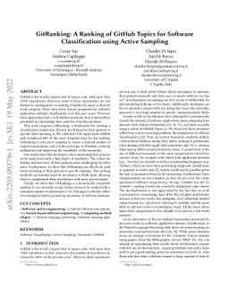 GitRanking: A Ranking of GitHub Topics for Software Classification using
  Active Sampling