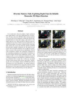 Diversity Matters: Fully Exploiting Depth Clues for Reliable Monocular
  3D Object Detection