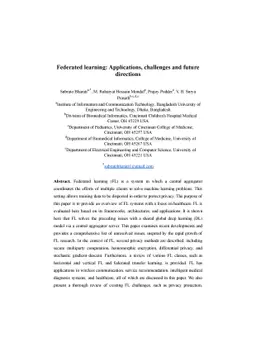 Federated learning: Applications, challenges and future directions