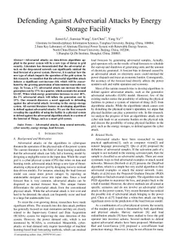 Defending Against Adversarial Attacks by Energy Storage Facility