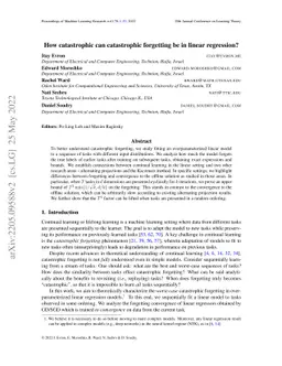 How catastrophic can catastrophic forgetting be in linear regression?
