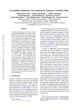Acceptability Judgements via Examining the Topology of Attention Maps