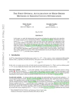 The First Optimal Acceleration of High-Order Methods in Smooth Convex
  Optimization