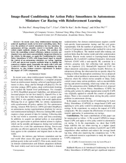 Image-Based Conditioning for Action Policy Smoothness in Autonomous
  Miniature Car Racing with Reinforcement Learning