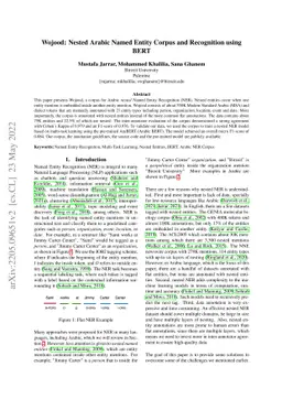 Wojood: Nested Arabic Named Entity Corpus and Recognition using BERT