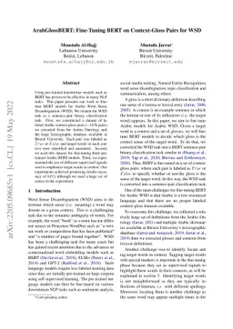 ArabGlossBERT: Fine-Tuning BERT on Context-Gloss Pairs for WSD