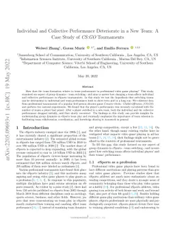 Individual and Collective Performance Deteriorate in a New Team: A Case
  Study of CS:GO Tournaments