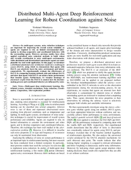 Distributed Multi-Agent Deep Reinforcement Learning for Robust
  Coordination against Noise