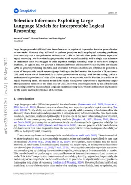 Selection-Inference: Exploiting Large Language Models for Interpretable
  Logical Reasoning