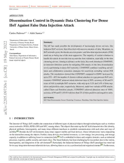 Dissemination Control in Dynamic Data Clustering For Dense IIoT Against
  False Data Injection Attack