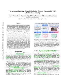 Overcoming Language Disparity in Online Content Classification with
  Multimodal Learning