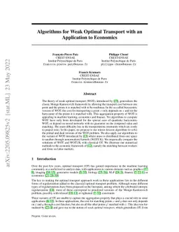 Algorithms for Weak Optimal Transport with an Application to Economics
