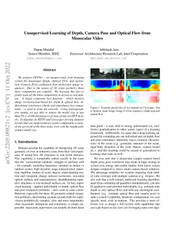 Unsupervised Learning of Depth, Camera Pose and Optical Flow from
  Monocular Video