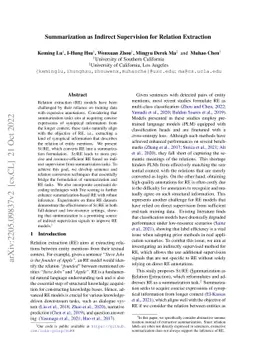 Summarization as Indirect Supervision for Relation Extraction
