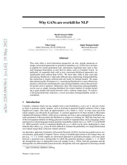 Why GANs are overkill for NLP