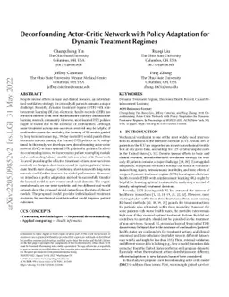 Deconfounding Actor-Critic Network with Policy Adaptation for Dynamic
  Treatment Regimes