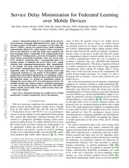 Service Delay Minimization for Federated Learning over Mobile Devices