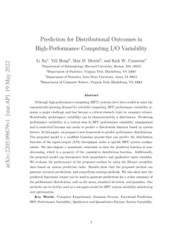 Prediction for Distributional Outcomes in High-Performance Computing I/O
  Variability