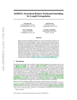 KERPLE: Kernelized Relative Positional Embedding for Length
  Extrapolation