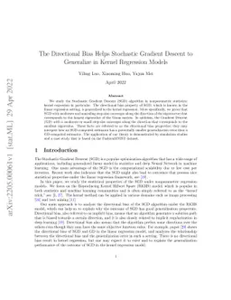 The Directional Bias Helps Stochastic Gradient Descent to Generalize in
  Kernel Regression Models