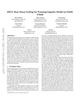 MiCS: Near-linear Scaling for Training Gigantic Model on Public Cloud