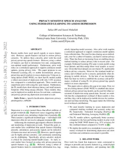 Privacy Sensitive Speech Analysis Using Federated Learning to Assess
  Depression