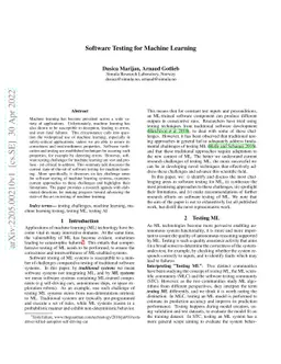 Software Testing for Machine Learning