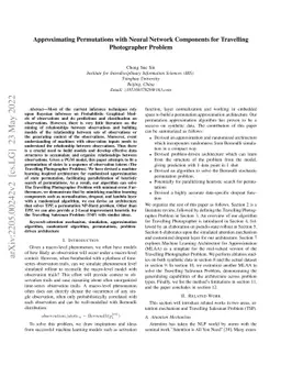 Approximating Permutations with Neural Network Components for Travelling
  Photographer Problem