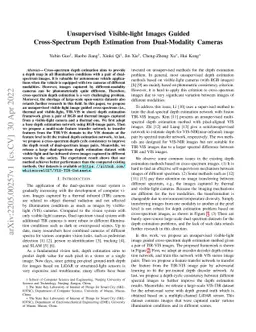 Unsupervised Visible-light Images Guided Cross-Spectrum Depth Estimation
  from Dual-Modality Cameras